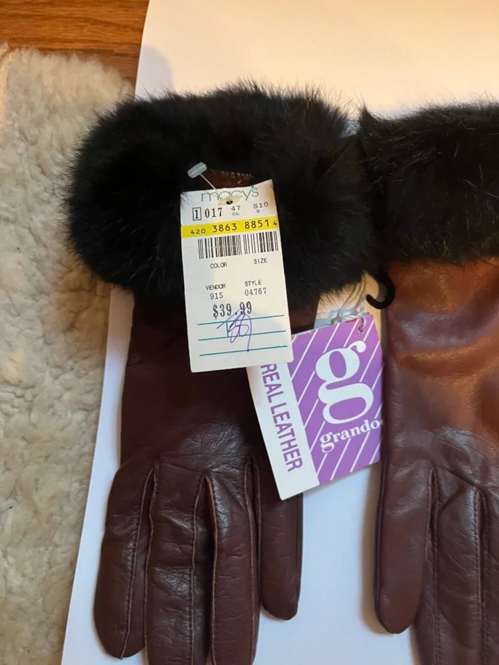 Grandoe BROWN LEATHER GLOVES 7.5